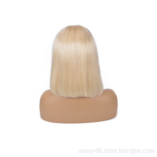 Best Quality Raw Indian Hair Blonde Bob Wig Virgin 613 Human Hair Lace Front Wig With Baby Hair